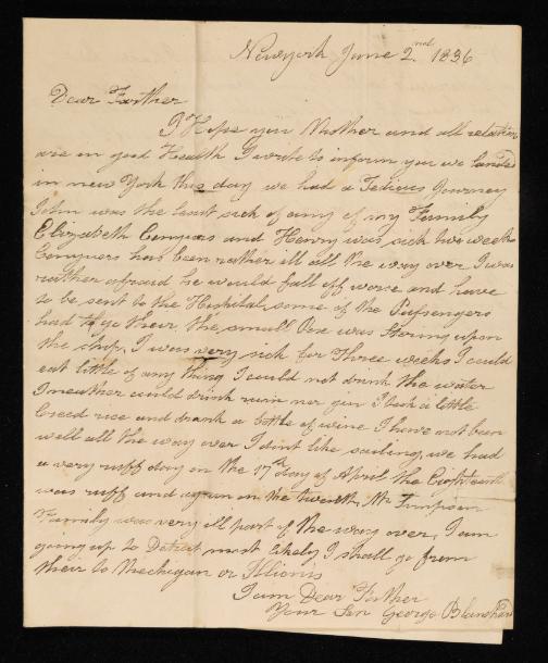 Letter from George Blanshard, 2 June 1836, MD/162/17